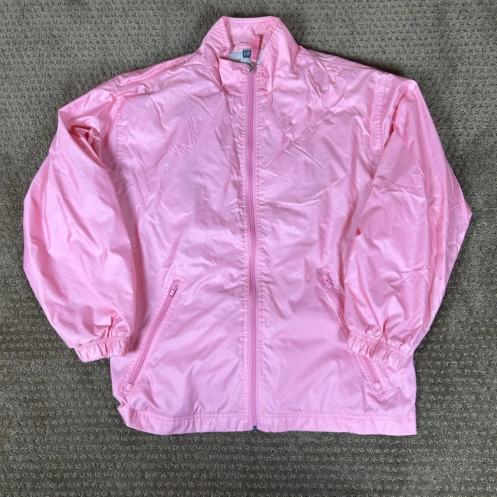 Gap Kids Windbreaker Jacket Girls‎ XXL Pink Full Zip Ripstop Mesh Lined